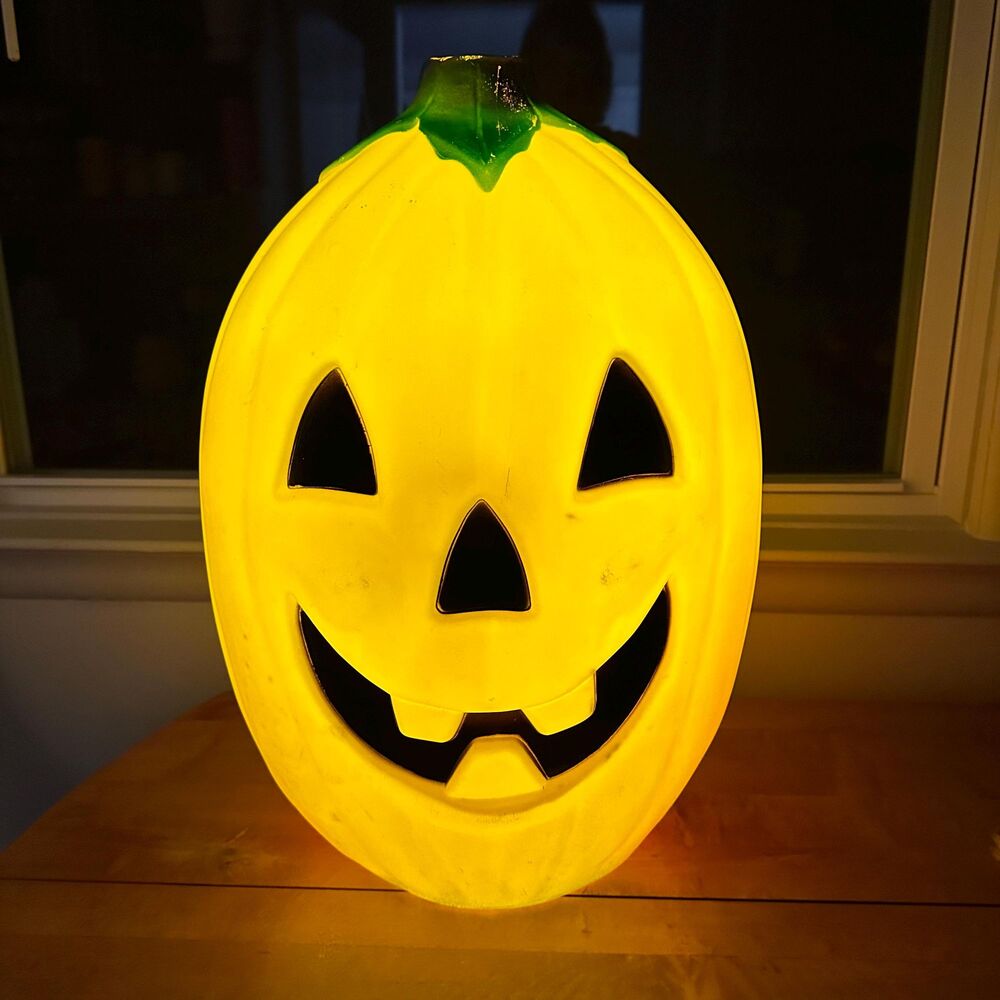 Vintage Sun Hill Industries Pumpkin Blow Mold Light Up Halloween Jack O Lantern